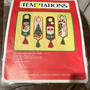 Plastic canvas Christmas door knob hangers set of four by temptations